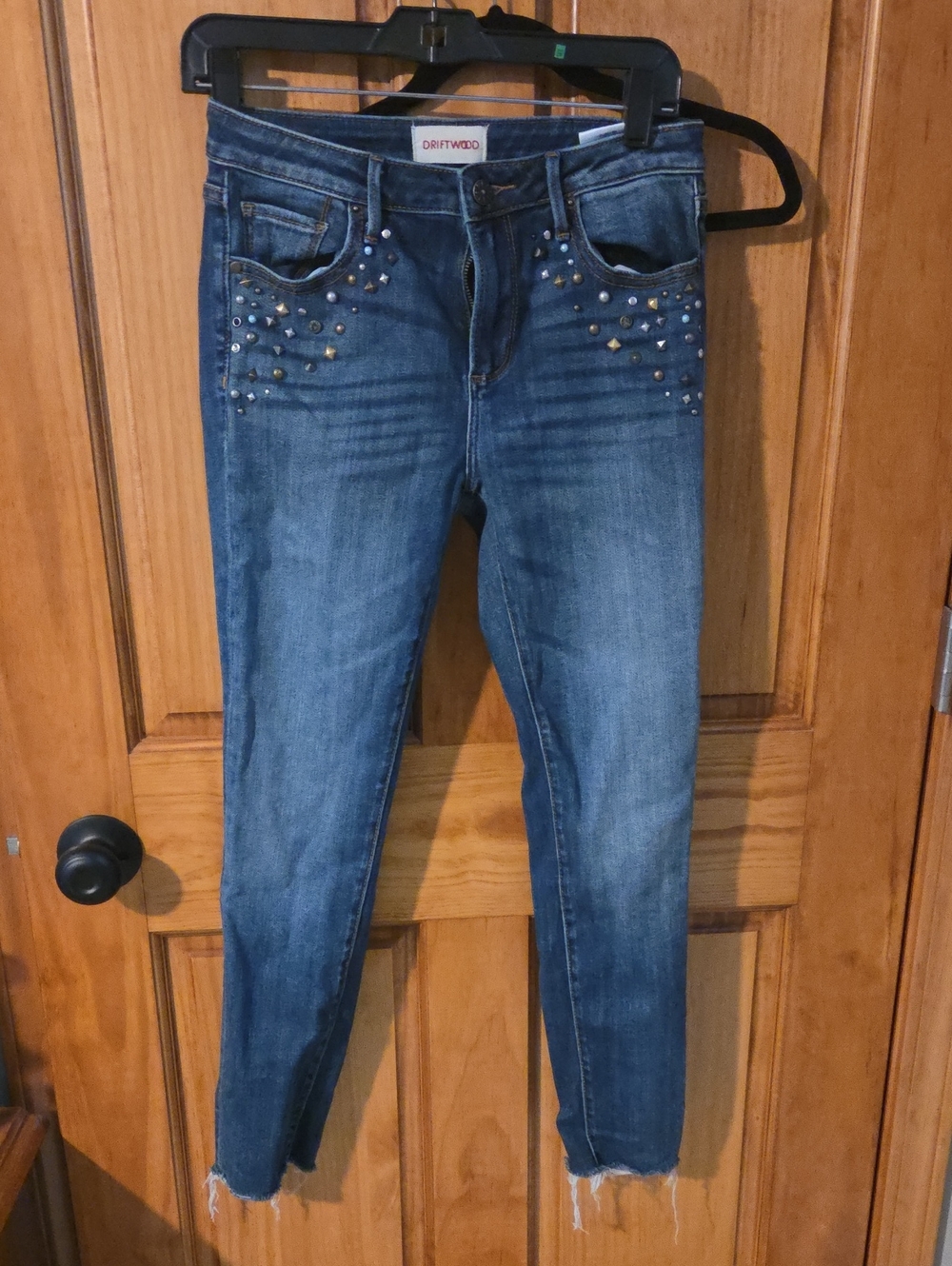 DRIFTWOOD Dark Blue Studded Skinny Jeans